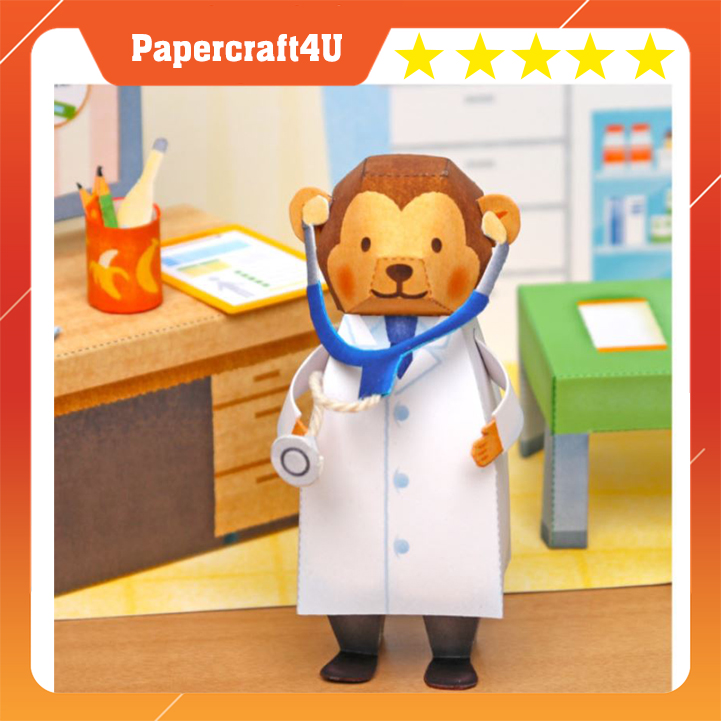 Mô hình giấy 3D Gấu làm bác sĩ Doctor Bear