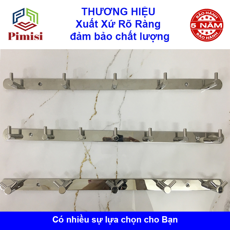 Móc treo quần áo dán tường inox 304 phụ kiện nhà tắm Pimisi - kèm keo dán siêu chắc | Hàng chính hãng