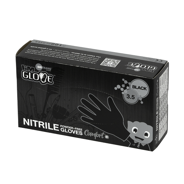 Găng Tay Y Tế Cao Cấp Nitrile I'M Gloves COMFORT+ 3.5GR (MÀU ĐEN) Sri Trang Thái Lan