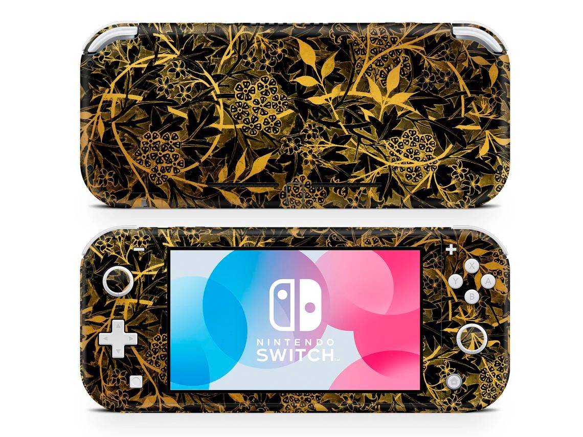Skin decal dán Nintendo Switch Lite mẫu Gold Botanical Pattern (dễ dán, đã cắt sẵn)