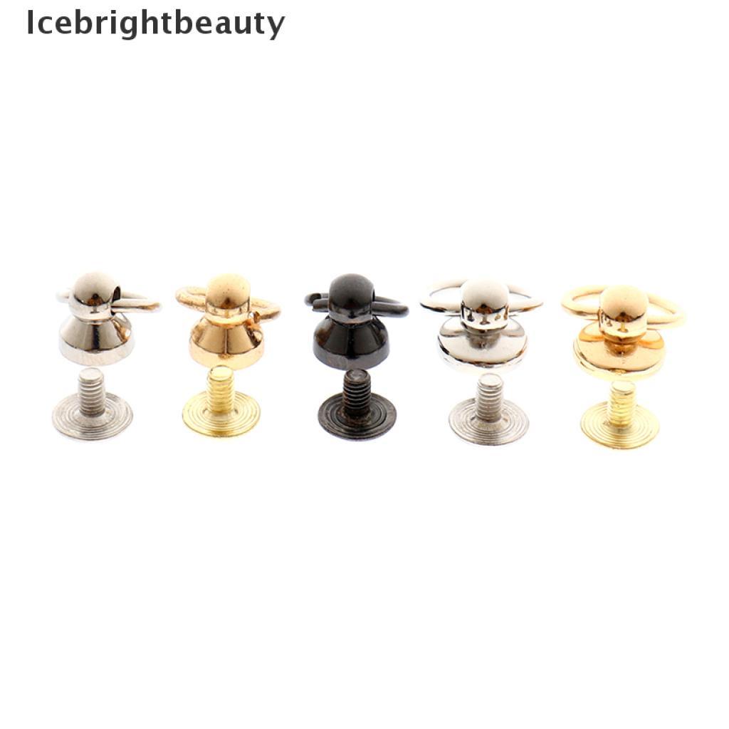 Icebrightbeauty 10Pcs Metal Bags Rivet Nail Buckle Swivel Screw Studs Button Handbag Accessories VN