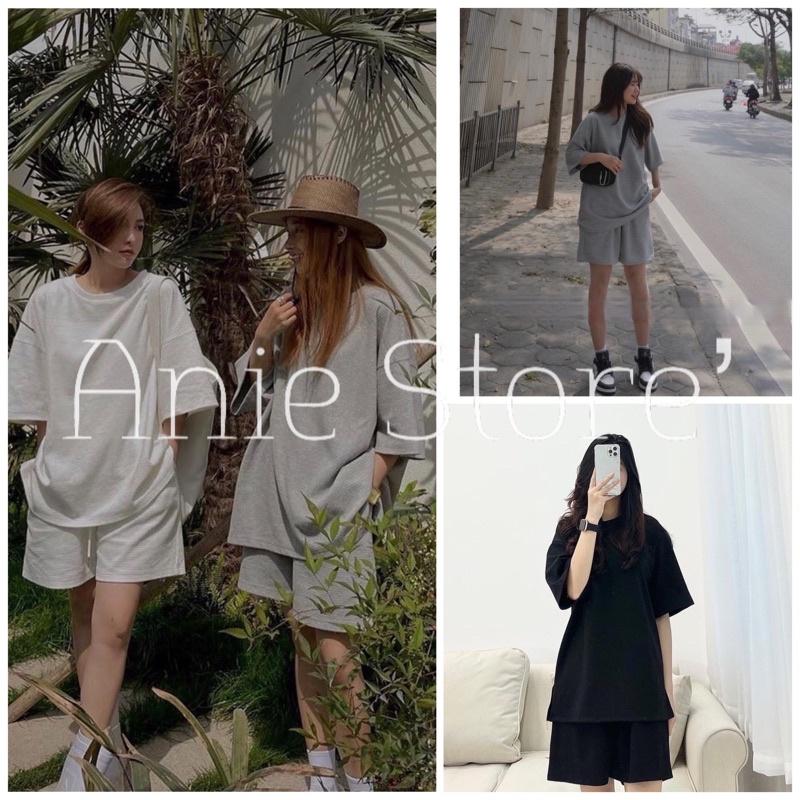 Bộ quần áo thun cộc tay ulzzang tổ ong Set Áo Phông Quần Đùi Dáng Rộng 5 Màu