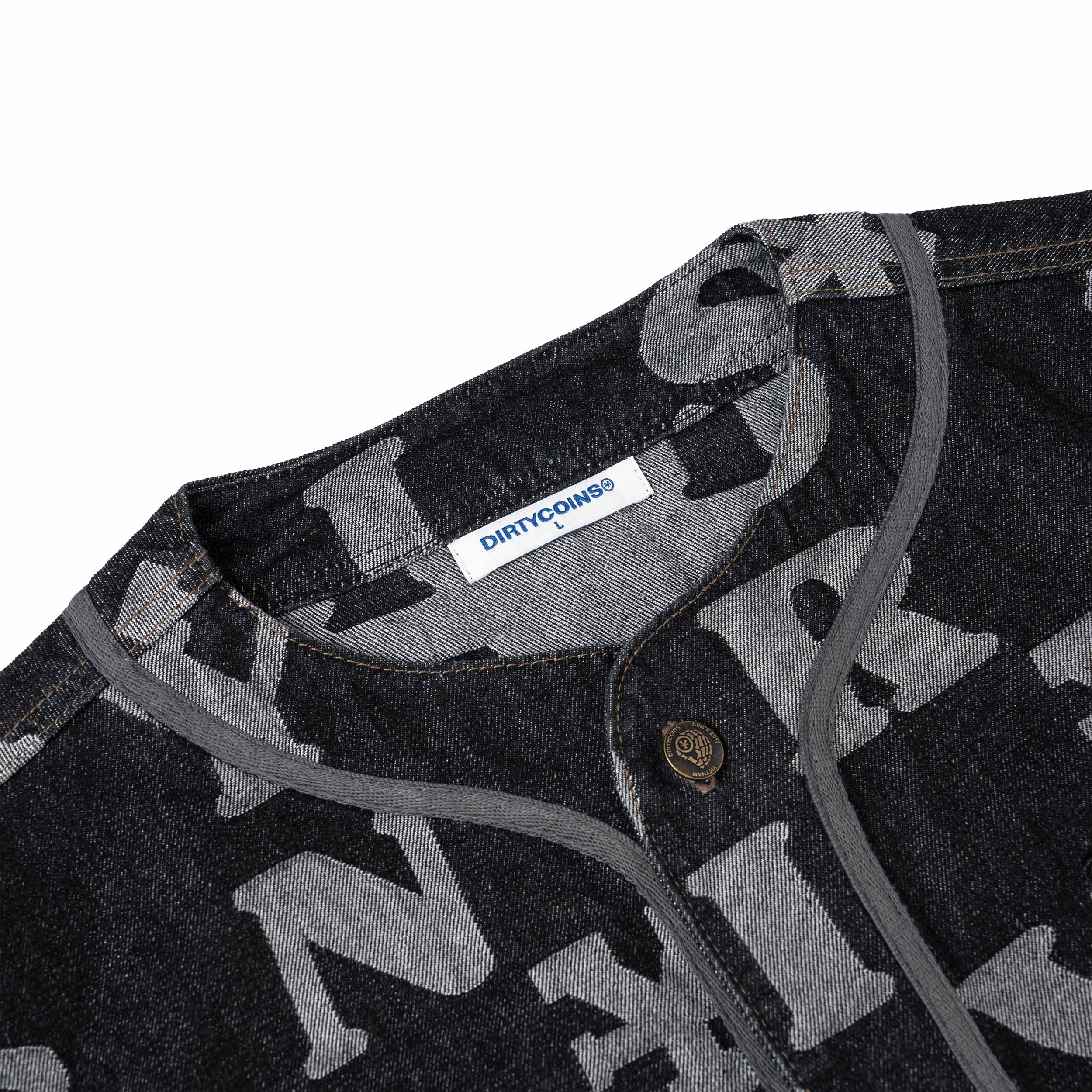 Áo Thun DiryCoins Letters Monogram Denim Jersey Shirt - Black