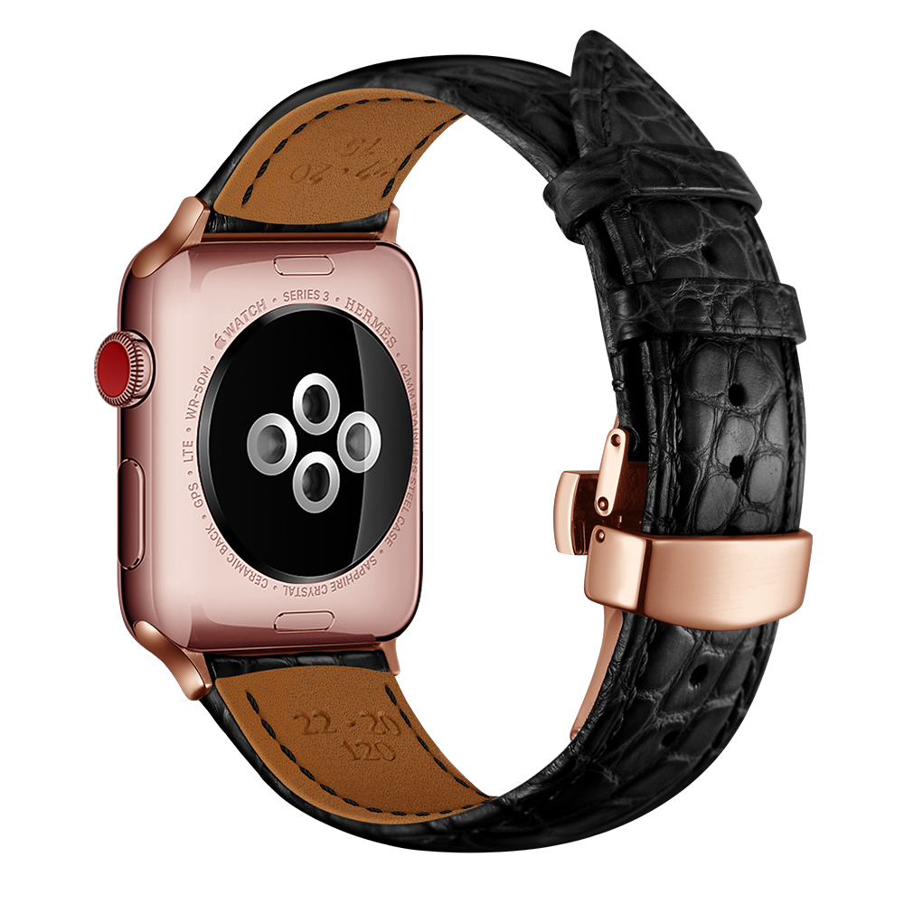 Dây Da Cá Sấu France Khóa Bướm Chống Gãy dành cho Apple Watch 38/40/41mm