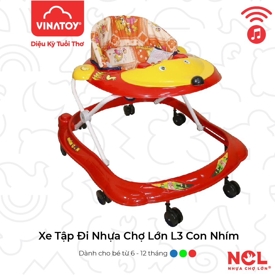 Xe Tập Đi Nhựa Chợ Lớn L3 Con Nhím (Có nhạc) - Dành Cho Bé Từ 6 - 12 Tháng - M1486B -XTĐ - Giao màu ngẫu nhiên