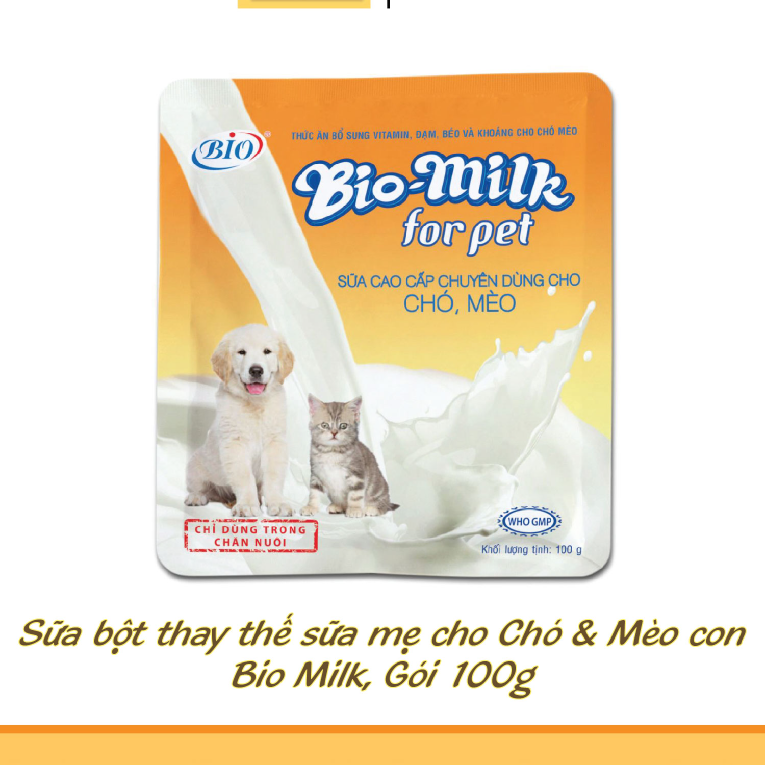 Sữa bột thay thế sữa mẹ cho Chó con, mèo con Bio Milk, Gói 100gr