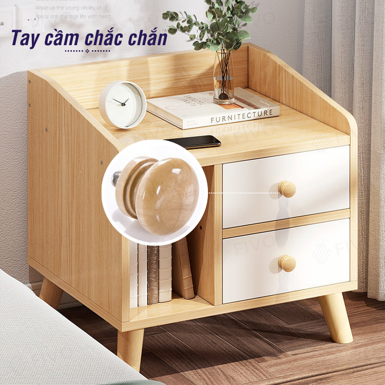 Kệ Tủ Đầu Giường Gỗ Mini Nhiều Ngăn FIVO FT30 Phong Cách Châu Âu Hiện Đại Sang Trọng Dễ Dàng Lắp Ráp