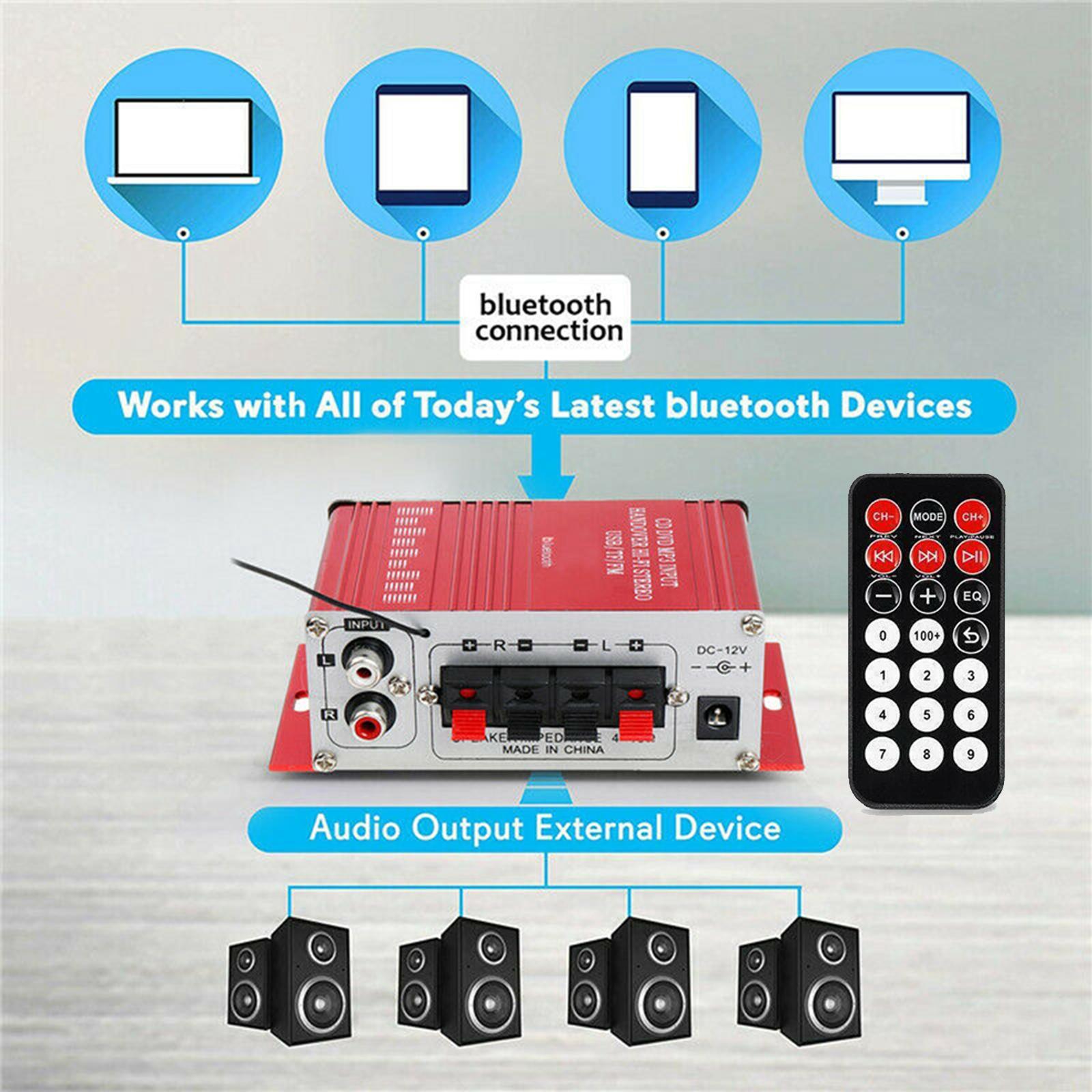 2x G8 200W Bluetooth Audio 2 Channel Amplifier Hi-Fi Integrated Amp 2.0 CH