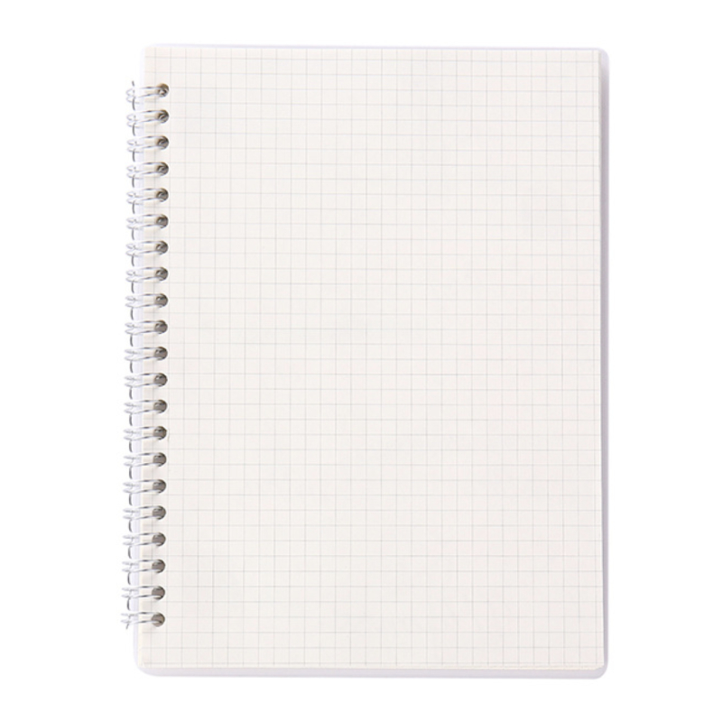Sổ vở lò xo giấy kẻ caro basic bìa nhựa trắng 84 trang B5 19x26cm