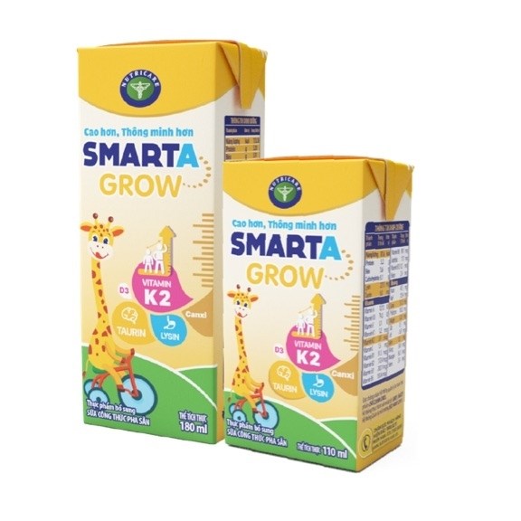 Thùng sữa nước Nutricare Smarta Grow dinh dưỡng cho trẻ thấp còi (180ml)