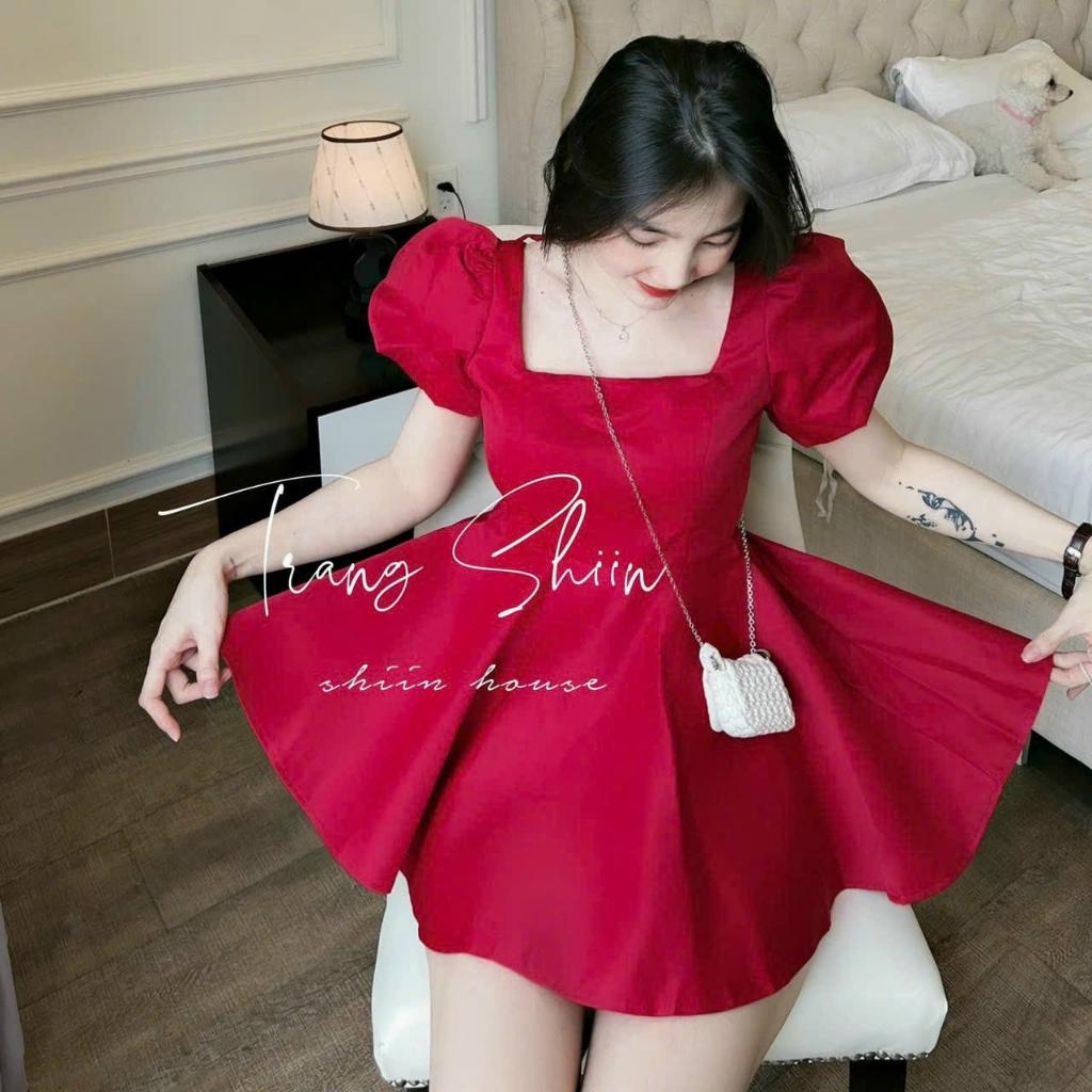 Sét áo babydoll cổ vuông tay phồng dáng xòe mix chân váy chữ a SB110 Cun Fashion đi học đi dạo cực xinh xắn