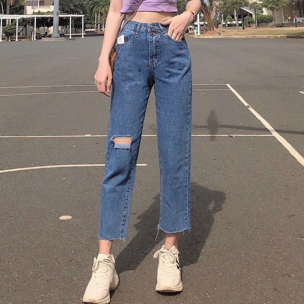 Quần jean nữ baggy King168, quần nữ co dãn nhẹ mẫu TQQ16