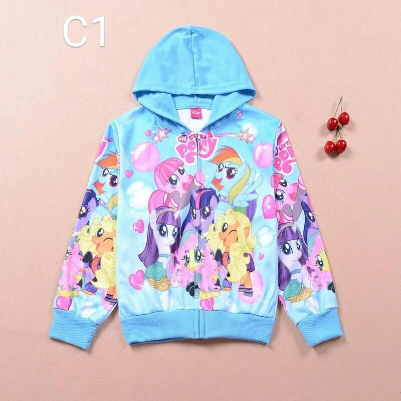 Áo khoác có nón, chất da cá mặc ấm cho bé gái, in 3D PONY