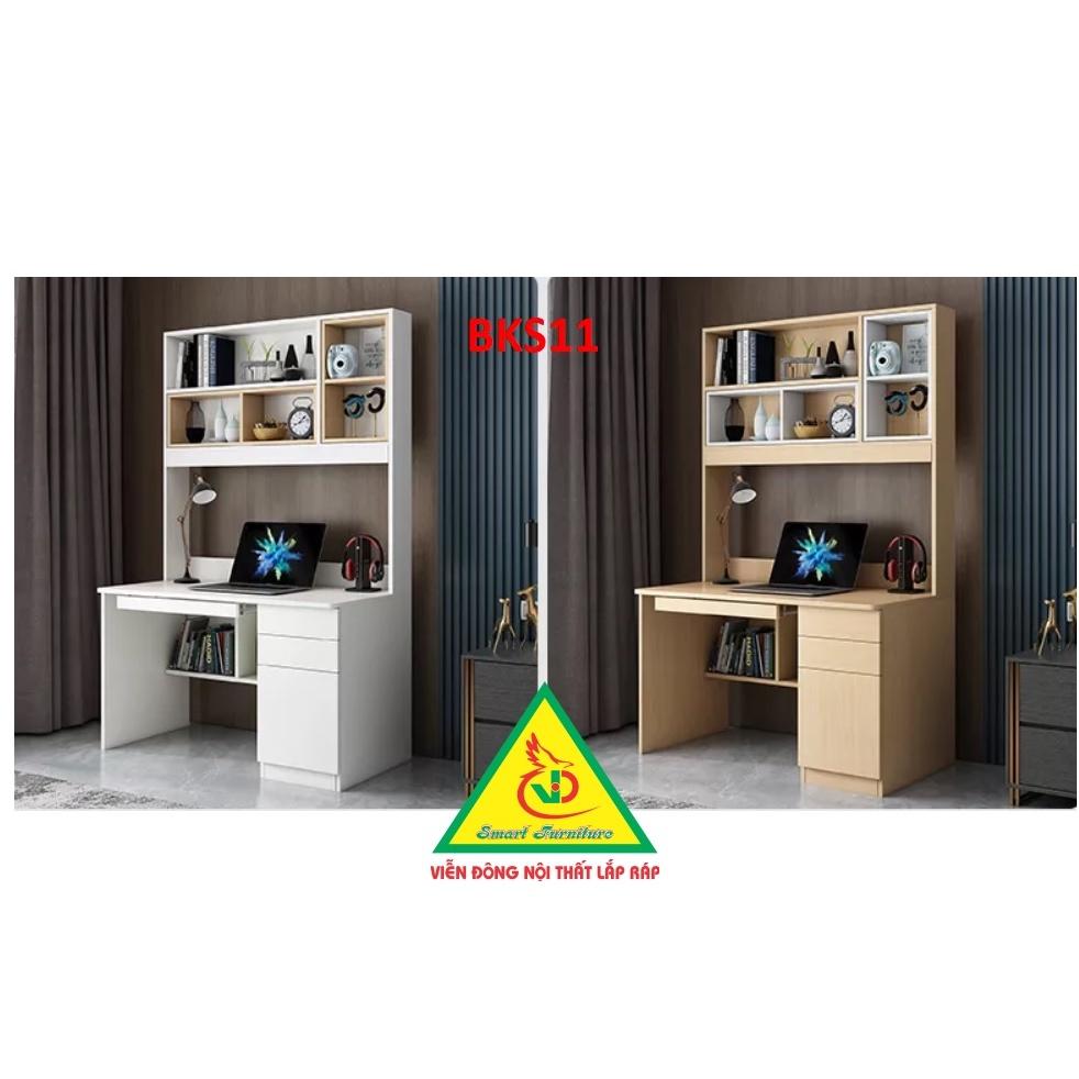 Bàn làm việc, bàn học khung sắt mặt gỗ BKS11 - Nội thất lắp ráp Viendong Adv
