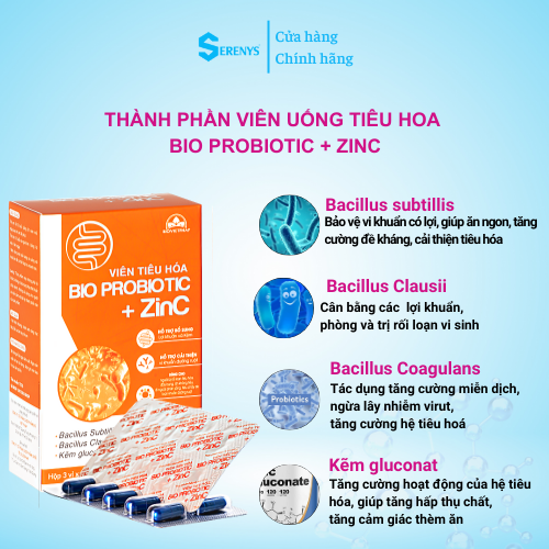 Combo 2 Hộp Thực phẩm bảo vệ sức khỏe viên tiêu hóa Bio Probiotic + ZinC