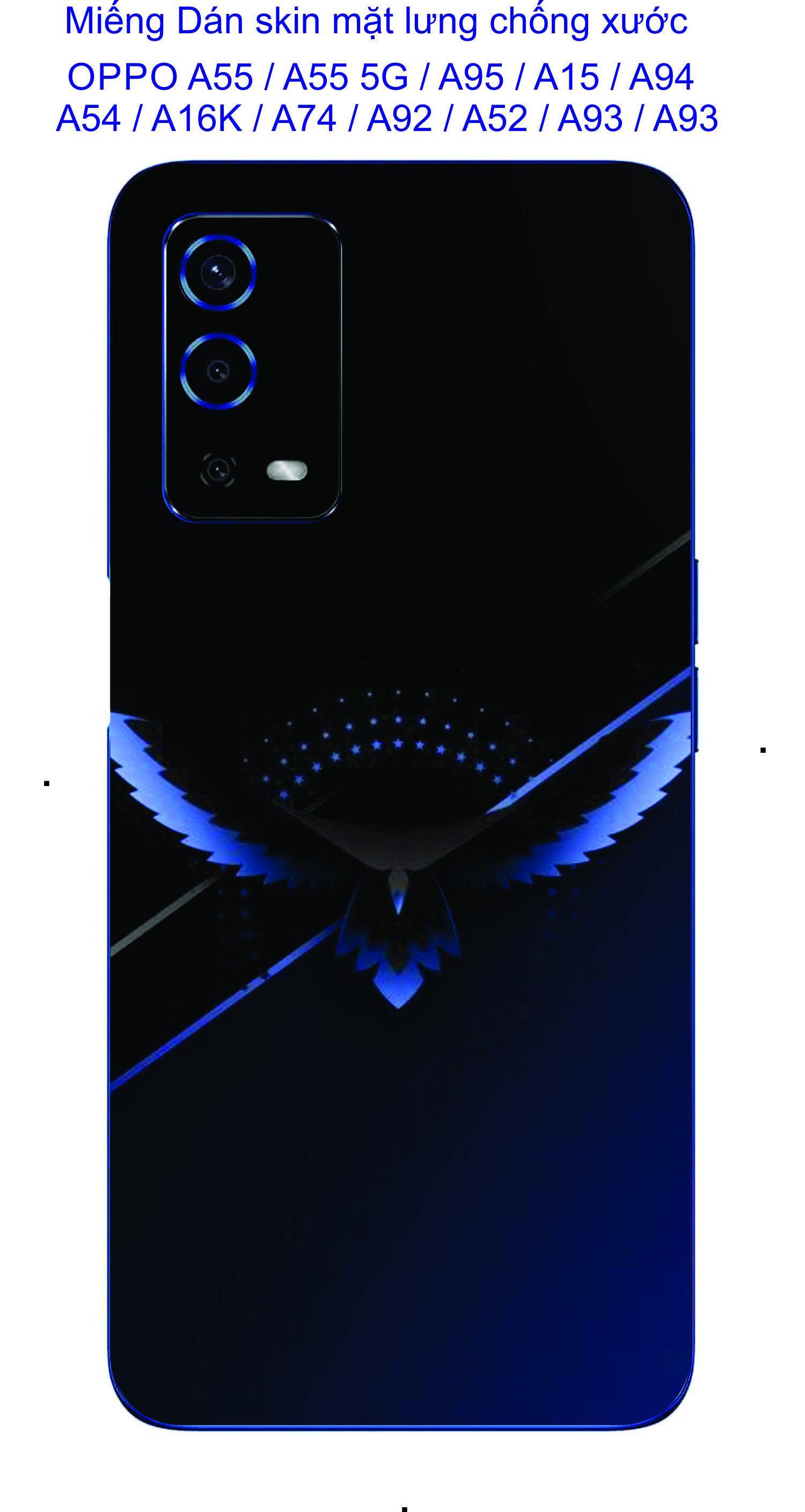 Miếng Dán Skin 3D mặt lưng dành cho OPPO A55 / A55 5G / A95 / A15 / A15s / A94 / A54 / A16K / A74 / A92 / A52 / A93 /