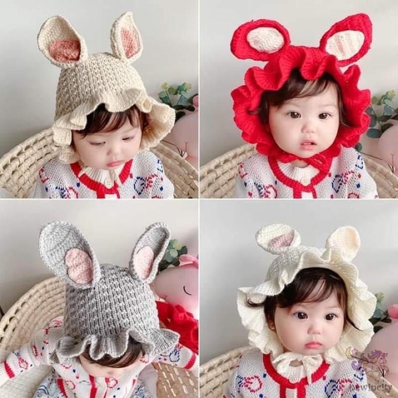 Nón len tai thỏ đáng yêu cho bé