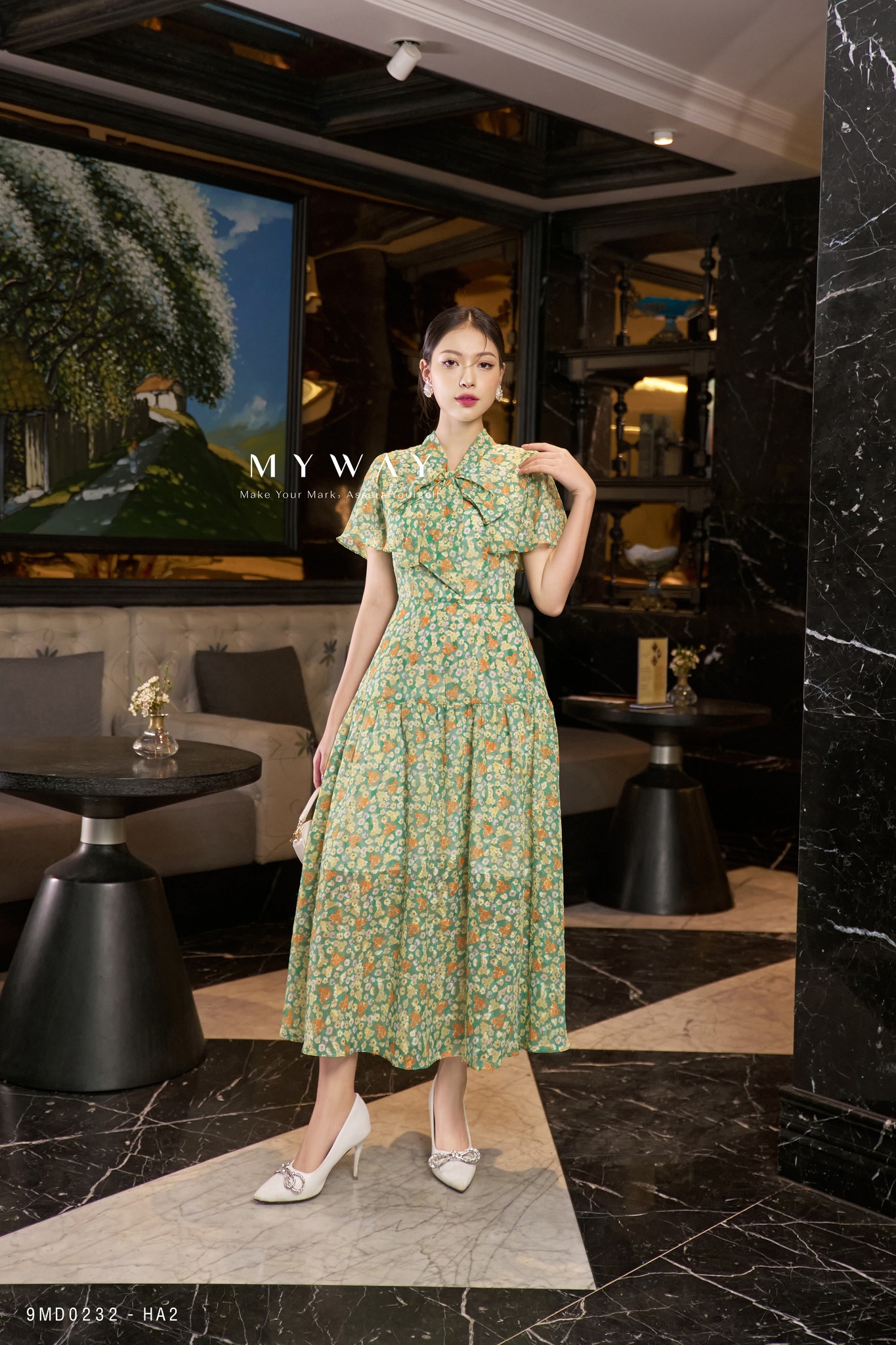 Đầm Maxi Nữ My Way Cổ Nơ Thanh Lịch 9MD0232 - HA2