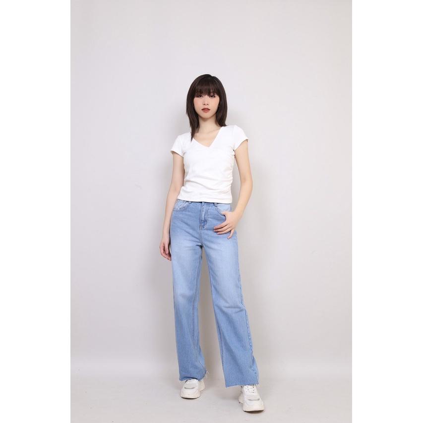 Áo Thun Nữ Cổ Chéo Nhún Eo Thời Trang, Áo Phông Nữ Cổ Tim Rúm Eo CT Women