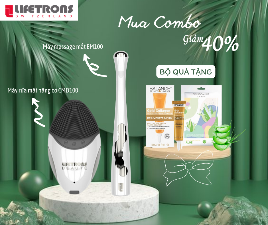 Combo quà tặng Máy rửa mặt nâng cơ CMD100 và massage giảm nhăn mắt