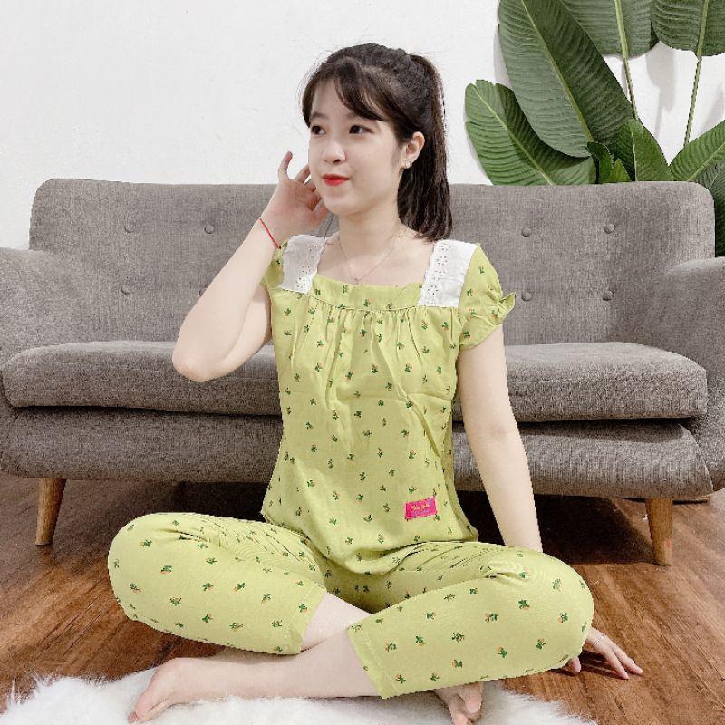 Đồ bộ cổ vuông phối ren xinh