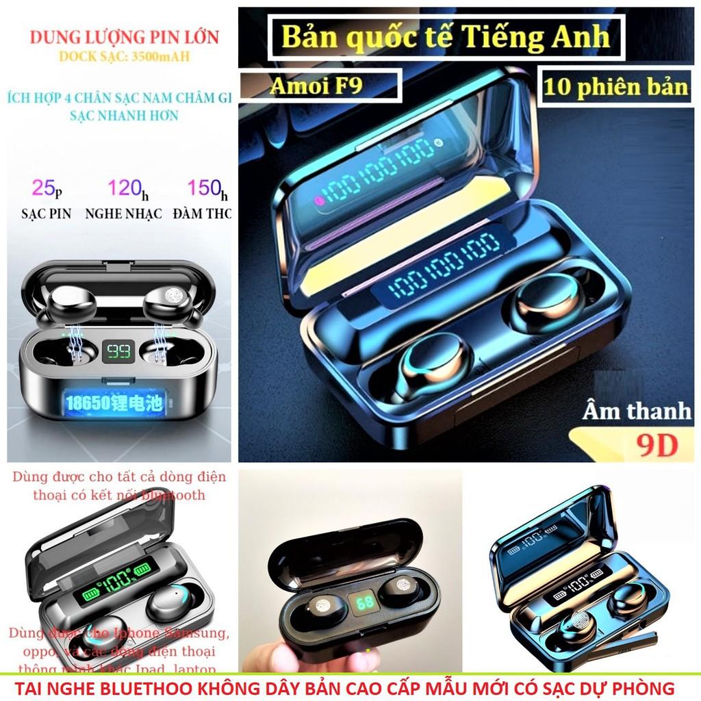 Tai nghe Bluethooth không dây F9 Pro bản nâng cấp cảm ứng mẫu mới âm thanh vòm 5D cực đã