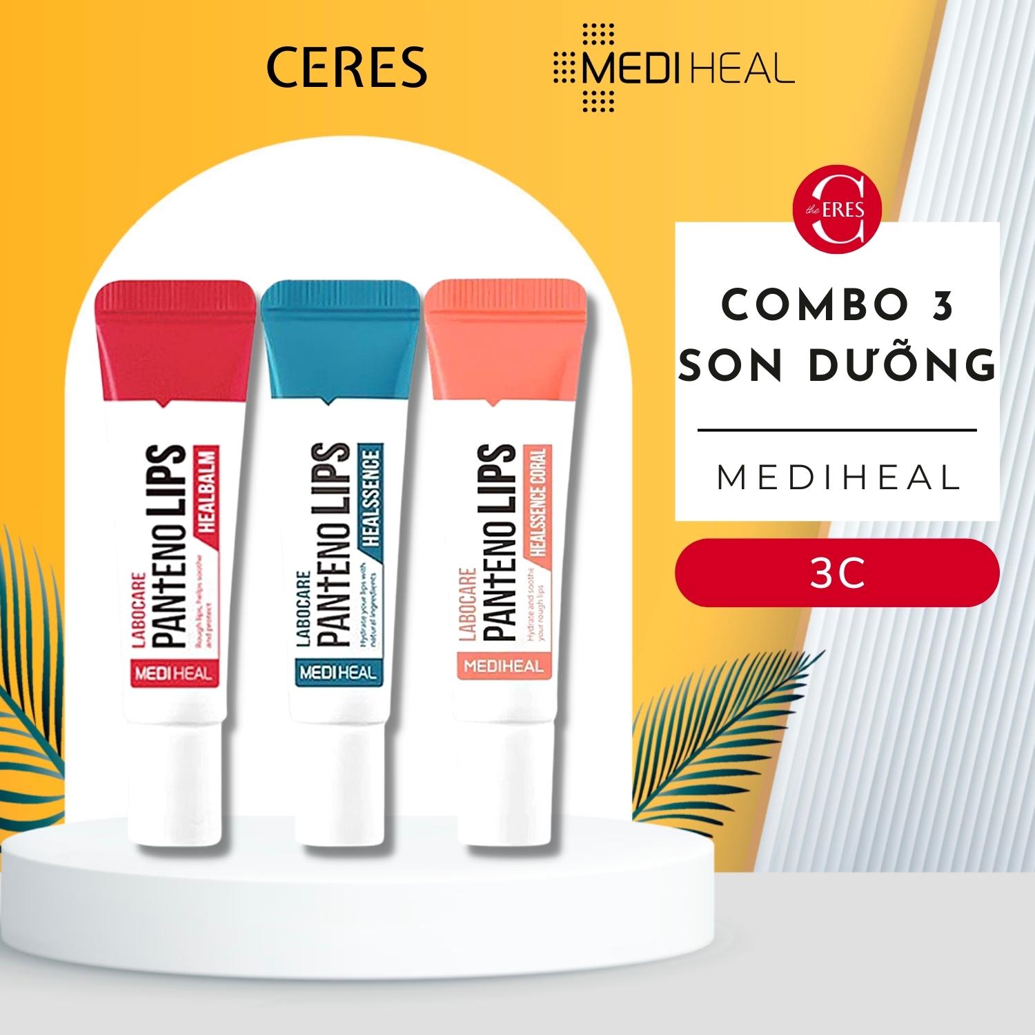 Combo 3 Son Dưỡng Môi Mediheal Labocare Pantenolips (Đỏ &amp; Xanh &amp; Cam) 10ml/Cái