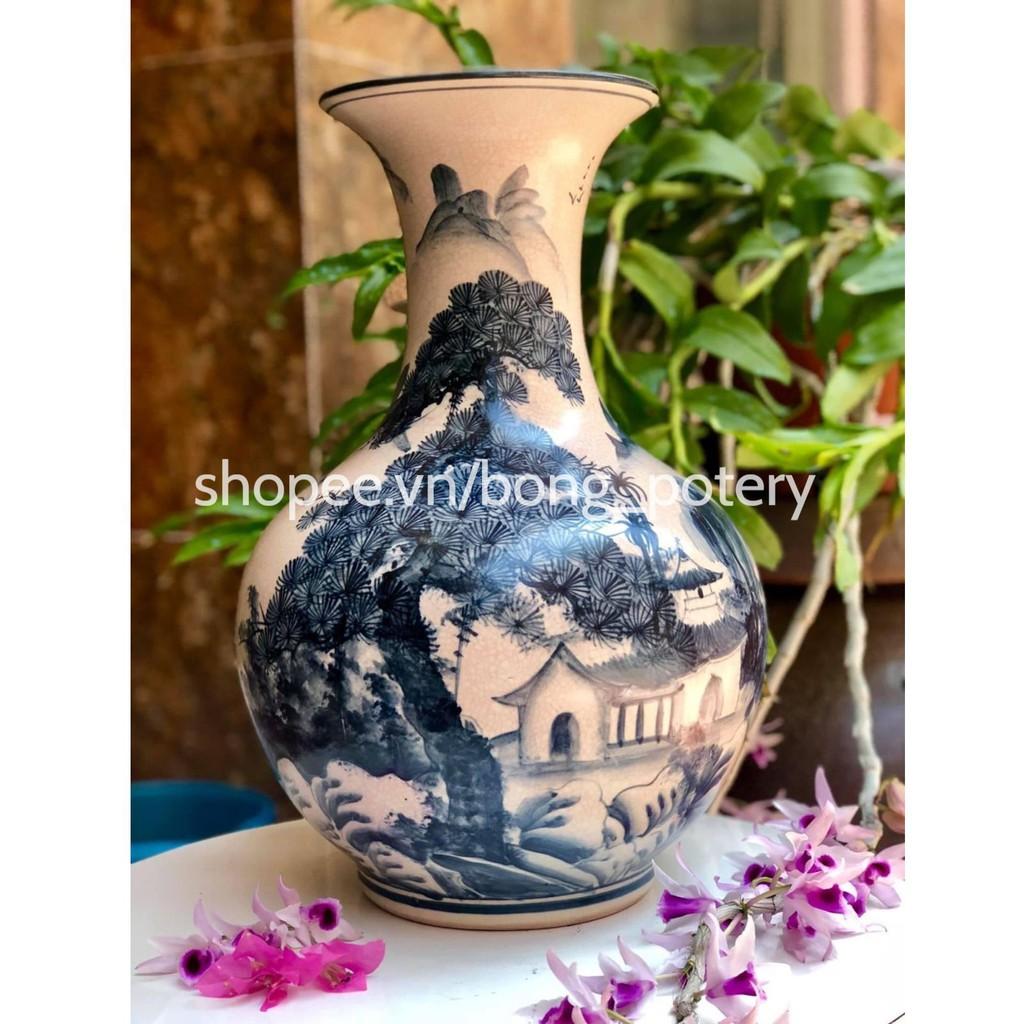 Lọ hoa dáng tỏi phệ hút tài lộc cao 45cm - gốm sứ Bát Tràng