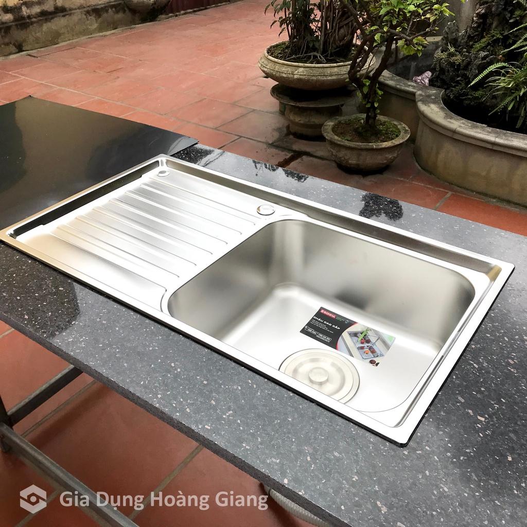 Chậu rửa bát 1 hố có bàn Sơn Hà S78 inox 304 chính hãng