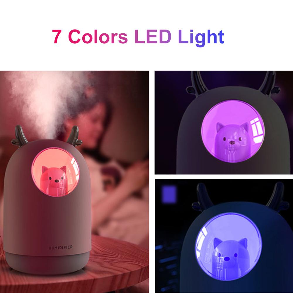 300ML Gấu Tinh Máy Khuếch Tán Tinh Dầu Đèn LED Ban Đêm Tâm Trạng Ánh Sáng Máy Phun Sương Tạo Độ Ẩm Phun Sương Tạo Không Khí Tươi Hơn USB Air máy Lọc