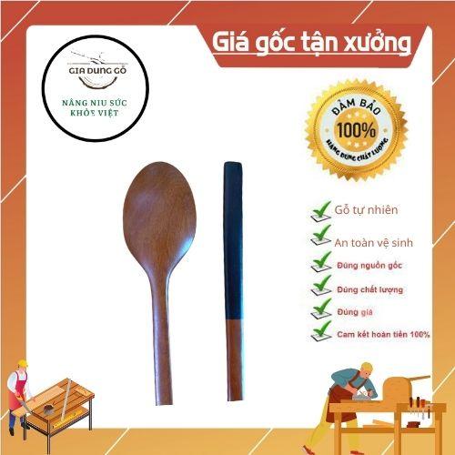 Thìa gỗ cán màu dài ăn cơm cao cấp hàng xuất Hàn - Đồ Dùng Nhà Bếp