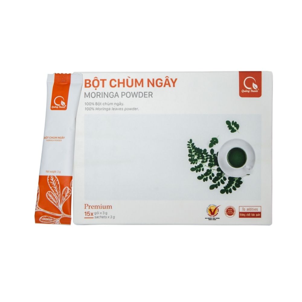 Hộp Bột Chùm Ngây Quảng Thanh gói nhỏ 15x3g - Bổ sung vitamin và nguồn dinh dưỡng - Phòng ngừa nhiều bệnh nguy hiểm