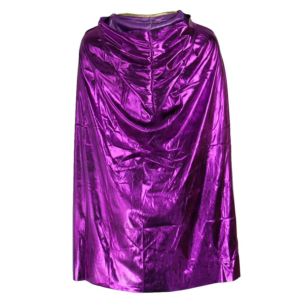 Kids Shiny Cloak Hooded Cape Wizard Witch Costume Party Fancy Dress Gold