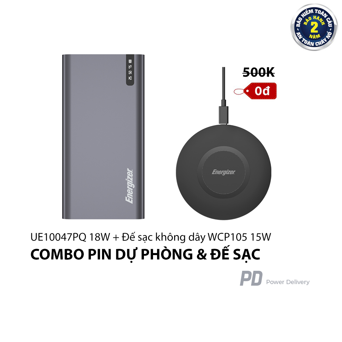 Hình ảnh Combo Pin sạc dự phòng Energizer UE10047PQBK + Đế sạc không dây Energizer WCP105 - HÀNG CHÍNH HÃNG