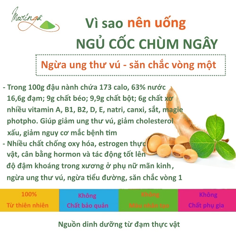 Bột Ngũ Cốc Chùm Ngây - Thực phẩm cung cấp dinh dưỡng cho mọi đối tượng, bổ sung caxi và đạm thực vật, tiện lợi cho bữa sáng và chắc bụng cho bữa tối giúp ngủ ngon