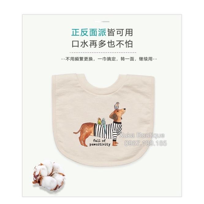 Yếm Sơ Sinh Yếm Cotton Chống Thấm Cho Bé, Yếm Áo Cổ Tròn Ăn Dặm Bé Trai Bé Gái