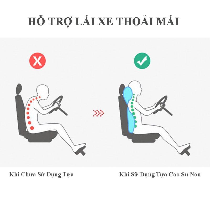 Bộ gối tựa lưng và tựa đầu ô tô cao su non cao cấp, thiết kế sang trọng, màu sắc trang nhã giúp giảm đau mỏi