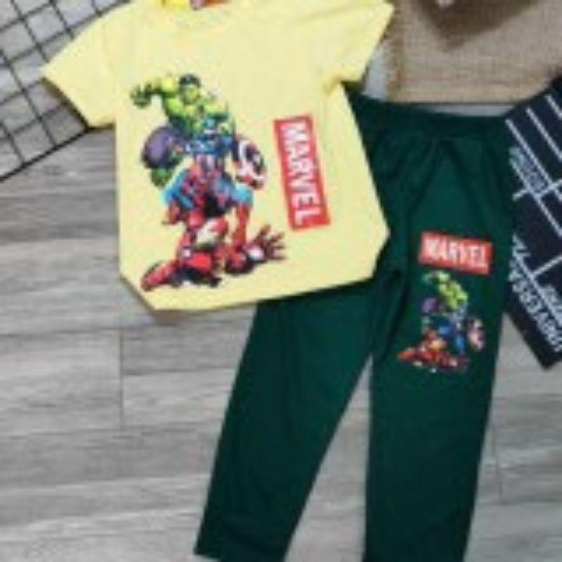 Bộ tay ngắn quần dài cho bé cotton 4 chiều chính phẩm khủng long siêu nhân Monkey Kids Pikakids