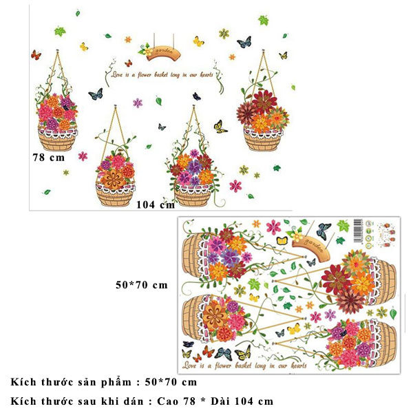 Decal dán tường Flower love ZOOYOO XL7217