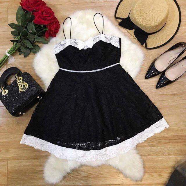 Đầm cúp xòe 2 dây ren