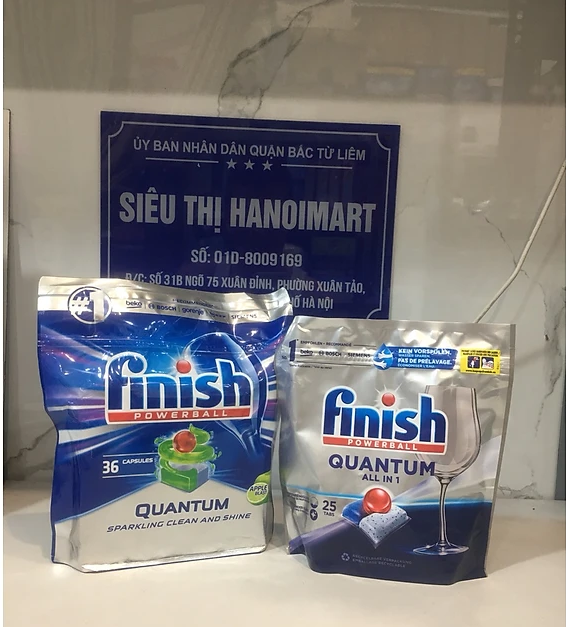 Túi 60 viên rửa bát Finish Quantum Dishwasher Tablets Lemon Sparkle QT025460 - hương chanh