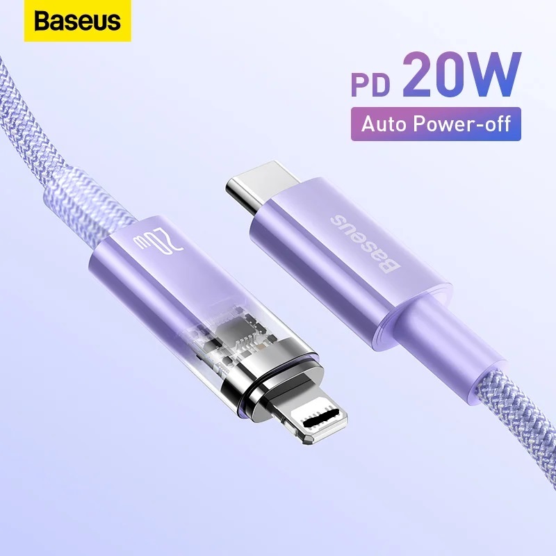 Cáp sạc nhanh Tự Ngắt PD 20W Gen2 Ba-se-us Explorer Series Fast Charging Cable Smart Power-Off Type-C to Lai-nin 20W - Hàng chính hãng