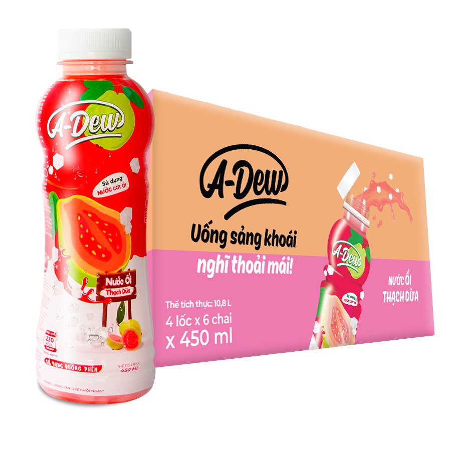 Nước Ổi Thạch Dừa A Dew Chai 450ml - Thùng 24 Chai