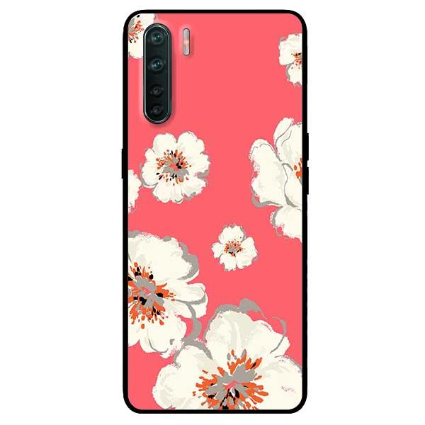 Ốp lưng dành cho Oppo Reno 3 - A91 - Hoa Trắng Nền Hồng