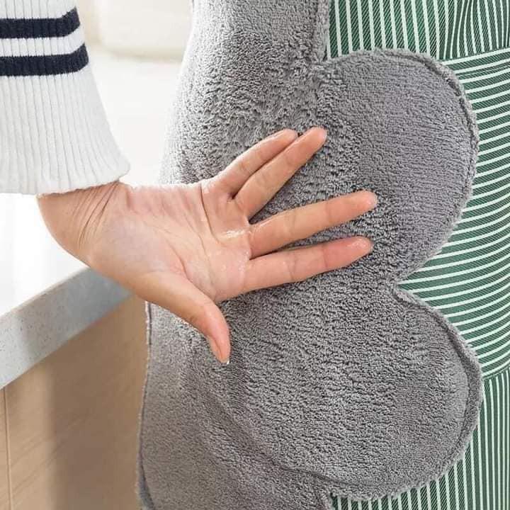 Tạp dề kẻ hoa có khăn lau tay bên hông LOẠI DÀY và có túi để điện thoại chống thấm nước tiện lợi