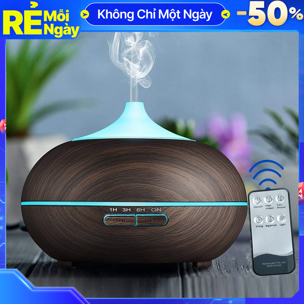 Máy Xông Tinh Dầu Vân Gỗ Cao Cấp Dung Tích 500ML Chuyên Dụng Cho Phòng Lớn