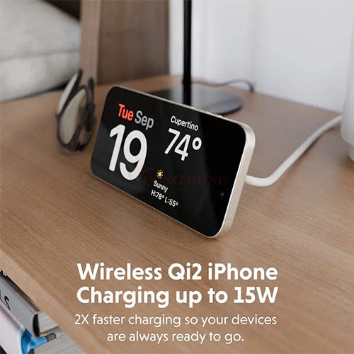 Đế sạc không dây HyperJuice Travel Light Qi2 2-in-1 Magnetic Charging Stand HJ3310WHGL - Hàng chính hãng