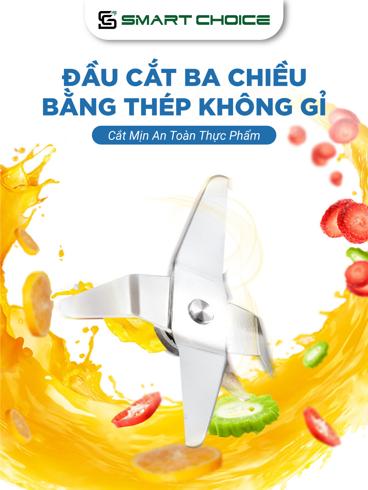 Máy Xay Sinh Tố SmartChoice SCG-ST003 Hàng Chính Hãng, Máy Xay Hoa Quả 300W 1000ml Đầu Cắt 3 Chiều