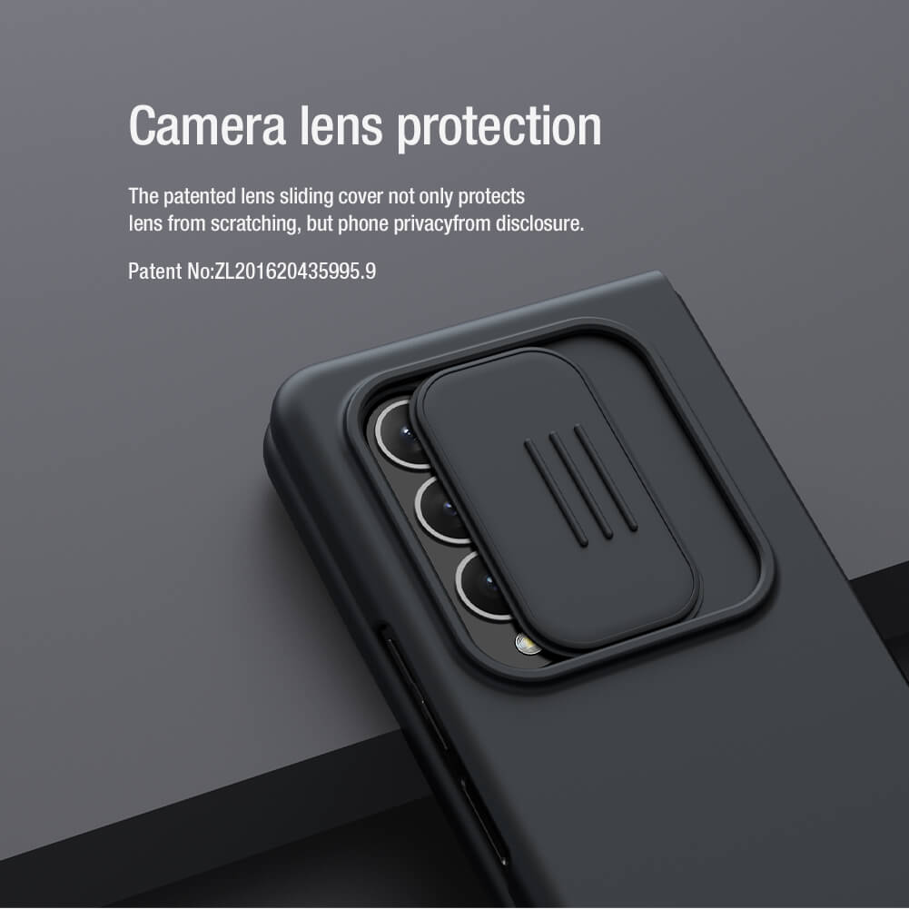 Ốp lưng chống sốc silicon cho Samsung Galaxy Z Fold 3 bảo vệ Camera hiệu Nillkin Camshield Silky Silicon Case (chống sốc cực tốt, chất liệu cao cấp, có khung và nắp đậy bảo vệ Camera) - hàng nhập khẩu 