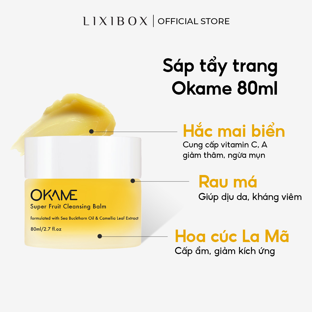 Combo Sáp tẩy trang dễ nhũ hoá, làm sạch sâu Okame Super Fruit Cleansing Balm 80ml và Minisize 7ml